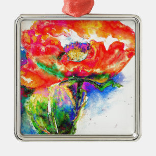 Ornamento De Metal Red Poppy