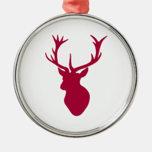 Ornamento De Metal Red Stag Head Christmas ou Stag Party