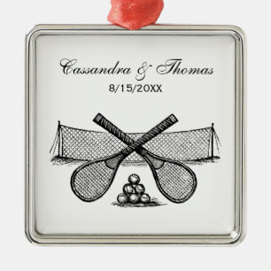 Ornamento De Metal Rede de Tênis Vintage Esportivo, Raquetes Cruzadas