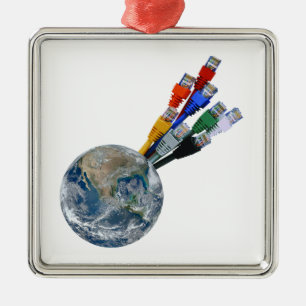 Ornamento De Metal Rede Ethernet conectada à Terra