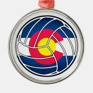 Ornamento de metal redondo de voleibol do Colorado