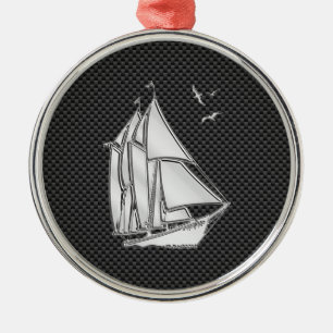 Ornamento De Metal Regatta Sailboat no estilo de fibra de carbono