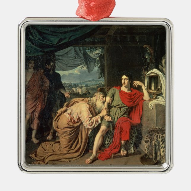 Ornamento De Metal Rei Priam que implora Achilles pelo retorno de (Frente)
