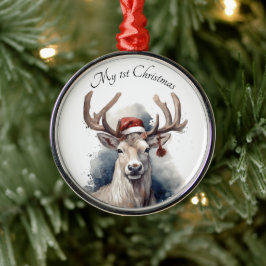 Ornamento De Metal Reindeer de Natal, personalizável