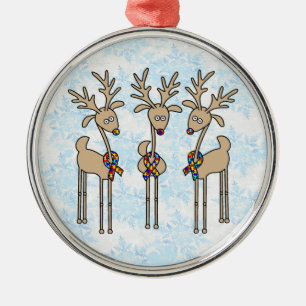 Ornamento De Metal Reindeer de Quebra-cabeça Ribbon - Sensibilizaç