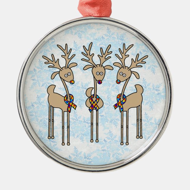 Ornamento De Metal Reindeer de Quebra-cabeça Ribbon - Sensibilização  (Frente)