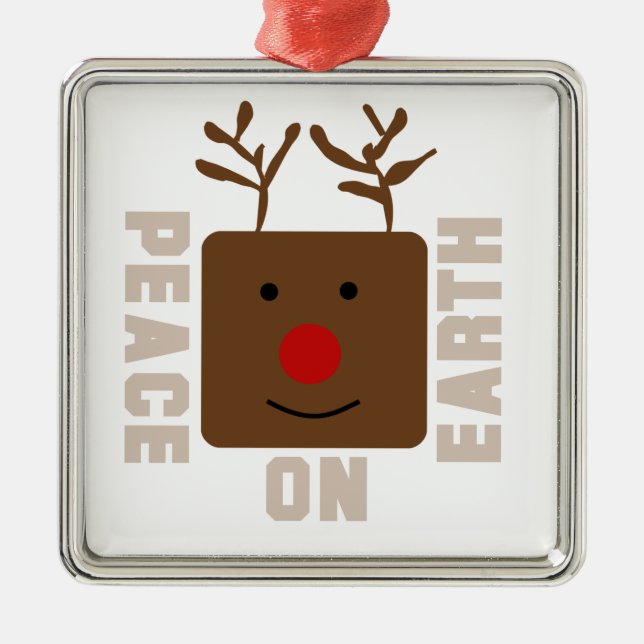 Ornamento De Metal Reindeer Peace on Earth Ornament (Frente)