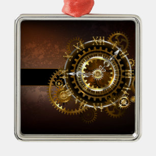 Ornamento De Metal Relógio a vapor com engrenagens antigas