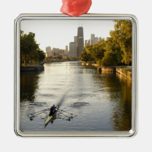 Ornamento De Metal Remadores no lago do Lincoln Park, Chicago, Illino