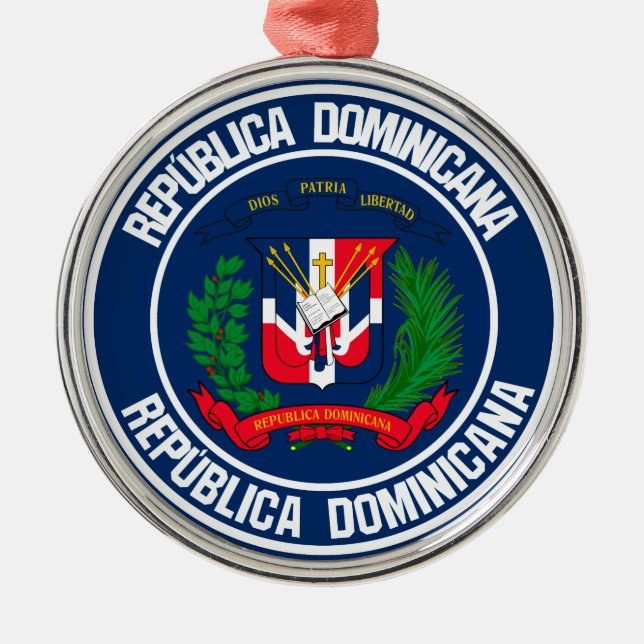 Ornamento De Metal República Dominicana Redonda Emblem (Frente)