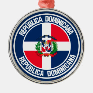 Ornamento De Metal República Dominicana Redonda Emblem