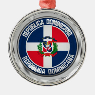 Ornamento De Metal República Dominicana Redonda Emblem