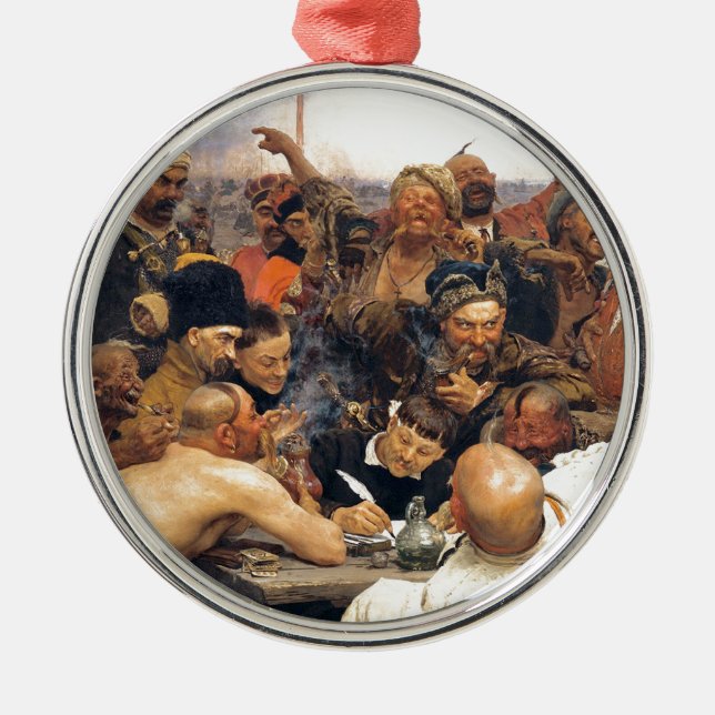 Ornamento De Metal Resposta do ucraniano Kozaky/Cossacks por Repin (Frente)