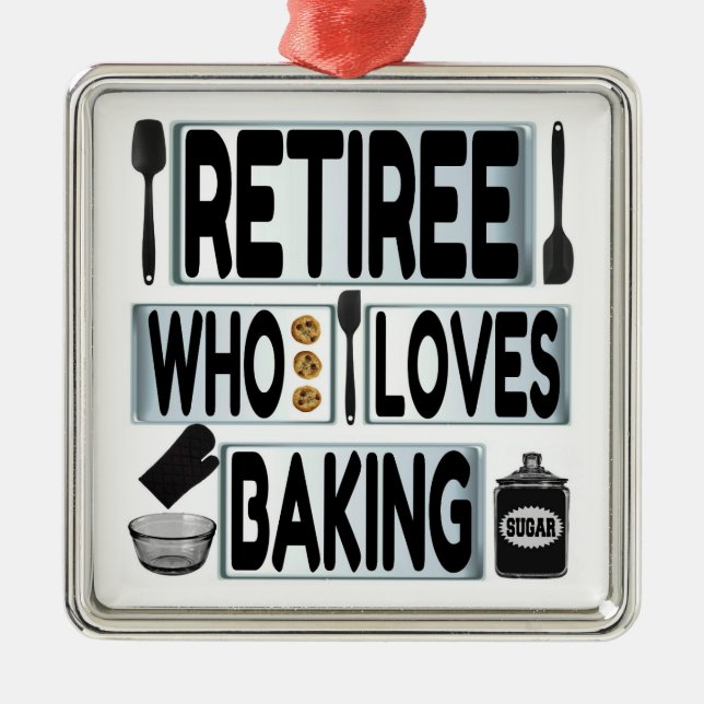 Ornamento De Metal Retiree ama Baking (Frente)
