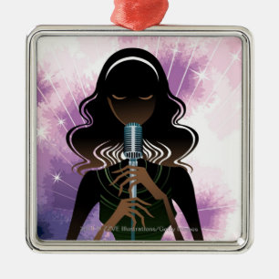 Ornamento De Metal Retrato da mulher que guardara o microfone