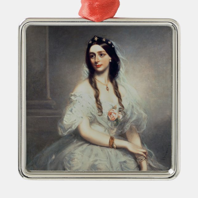 Ornamento De Metal Retrato da Sra. C.W.Stoughton (d.1907), Três-quar (Frente)