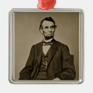 Ornamento De Metal Retrato de Abraham Lincoln (1809-65) (foto de b/w)