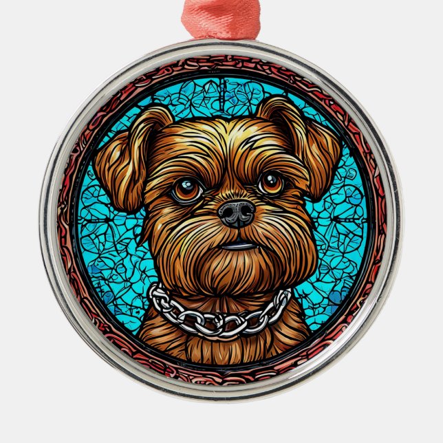 Ornamento De Metal Retrato de cachorro fofo (Frente)