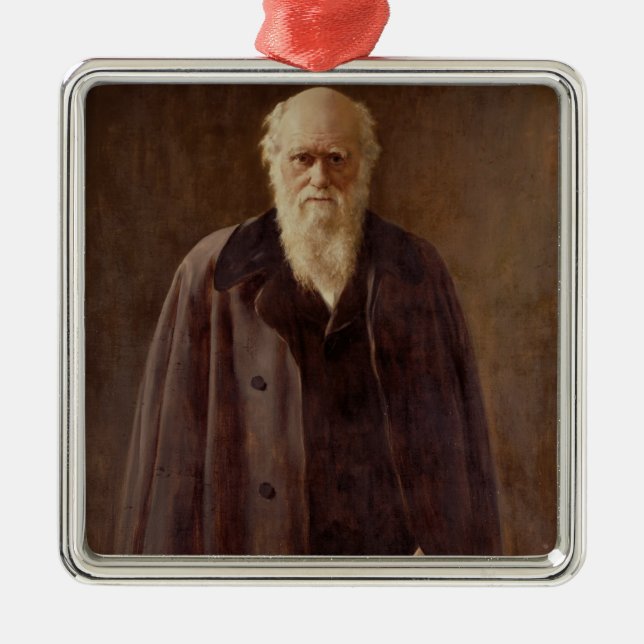 Ornamento De Metal Retrato de Charles Darwin 1883 (Frente)