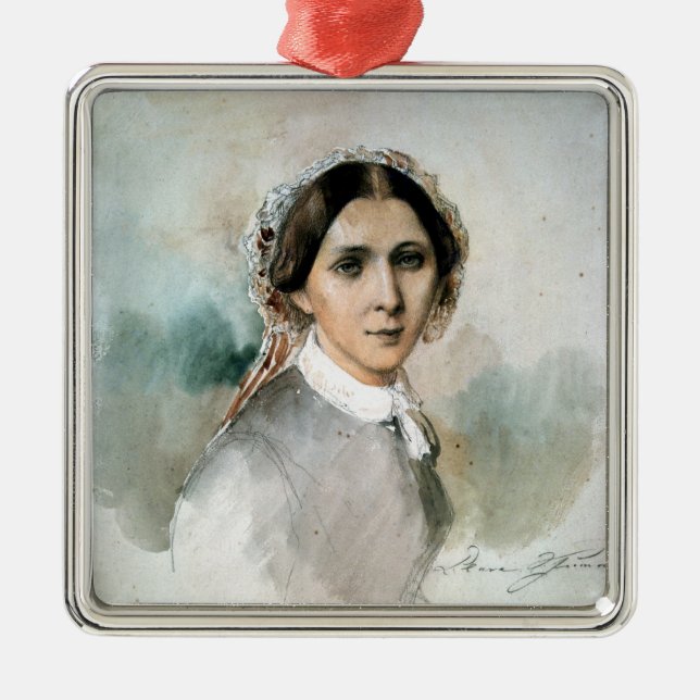 Ornamento De Metal Retrato de Clara Schumann 1853 (Frente)