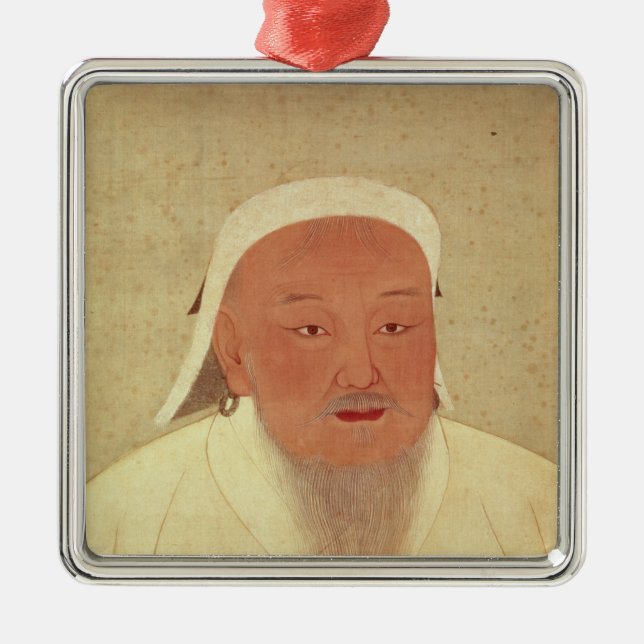 Ornamento De Metal Retrato de Genghis Khan, Mongol Khan (Frente)