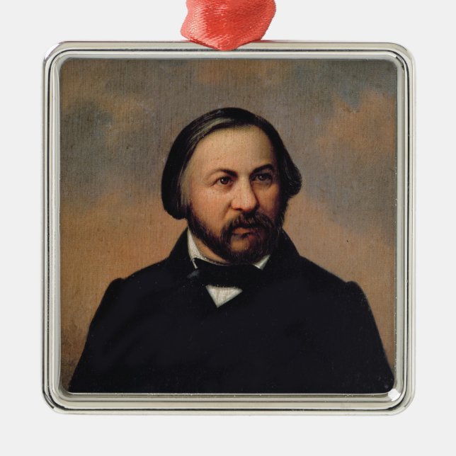 Ornamento De Metal Retrato de Mikhail Ivanovich Glinka, 1850s (Frente)
