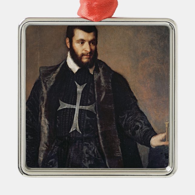 Ornamento De Metal Retrato de um cavaleiro da ordem de Malta (Frente)