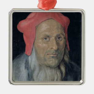Ornamento De Metal Retrato de um homem farpado em Red Hat, 1520 (óle