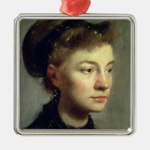 Ornamento De Metal Retrato de uma jovem mulher, 1867 de Edgar Degas