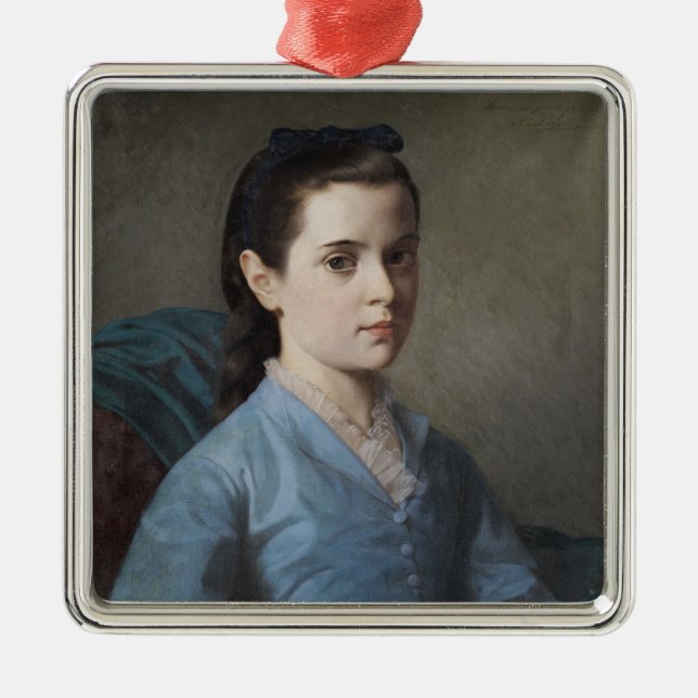 Ornamento De Metal Retrato de uma Menina Elegante (por Leloir) (Frente)