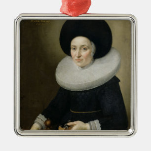 Ornamento De Metal Retrato de uma senhora, envelhecido 47, 1647 (óle