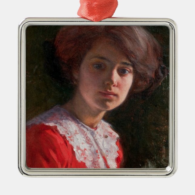 Ornamento De Metal Retrato de uma Senhora (por Elin Danielson-Gambogi (Frente)