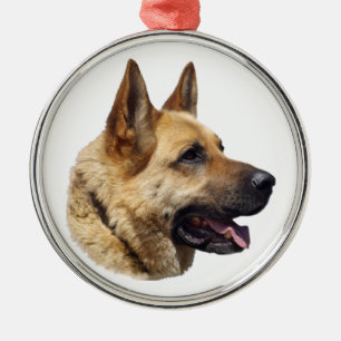 Ornamento De Metal Retrato do German shepherd alsaciano