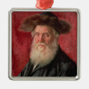 Ornamento De Metal Retrato do rabino de Nadvorno, c.1910 (óleo sobre