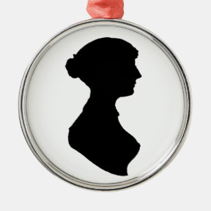 Ornamento De Metal Retrato Silhouette, Mulher da Regência Vitoriana