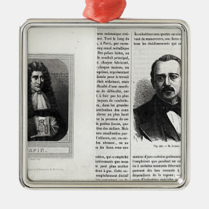 Ornamento De Metal Retratos de Denis Papin e de Etienne Lenoir