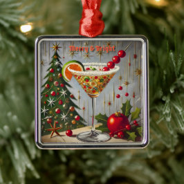 Ornamento De Metal Retro Anos 50 Coquetel de Doces de Natal Alegre e 