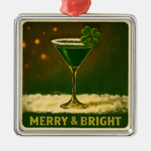 Ornamento De Metal Retro anos 50 Trevo de 4 Folhas Martini Irlandês d