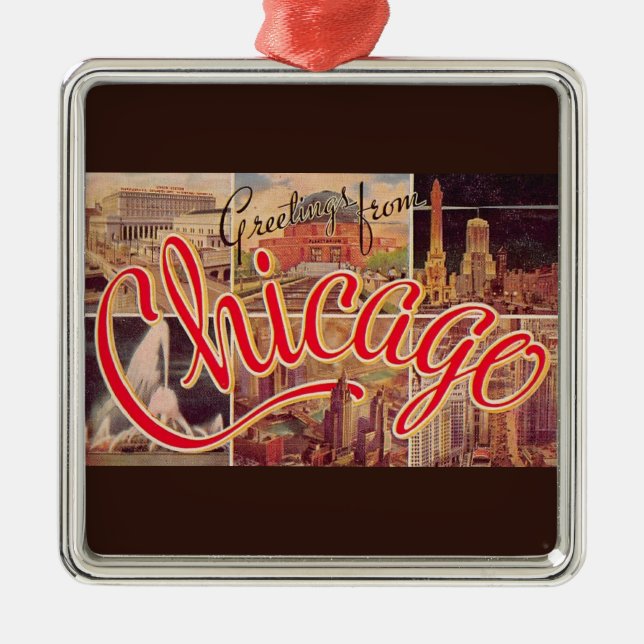 Ornamento De Metal Retro Chicago (Frente)