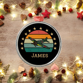 Ornamento De Metal Retrô de Avião Militar de Guerra da Segunda Guerra