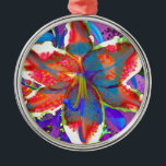 Ornamento De Metal Retro Lily<br><div class="desc">Lily abstrato surreal romântica e colorida</div>