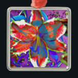 Ornamento De Metal Retro Lily<br><div class="desc">Lily abstrato surreal romântica e colorida</div>