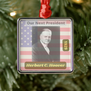 Ornamento De Metal Retro PoliHerbert Hoover Presidente Art. 1929