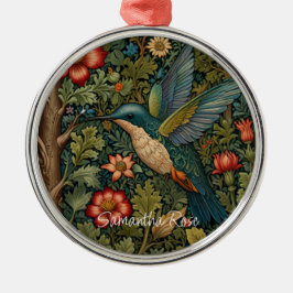Ornamento De Metal Retro vintage art nouveau hummingbird
