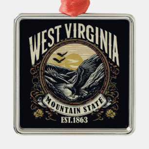 Ornamento De Metal Retro West Virginia