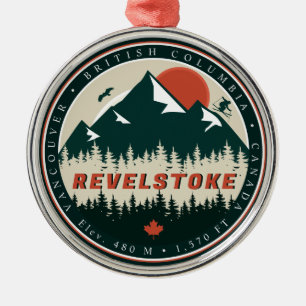 Ornamento De Metal Revelstoke BC Canada Mountain Ski Vintage