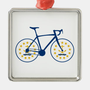 Ornamento De Metal Rhode Island Flag Cycling