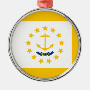Ornamento De Metal Rhode Island State Flag Design
