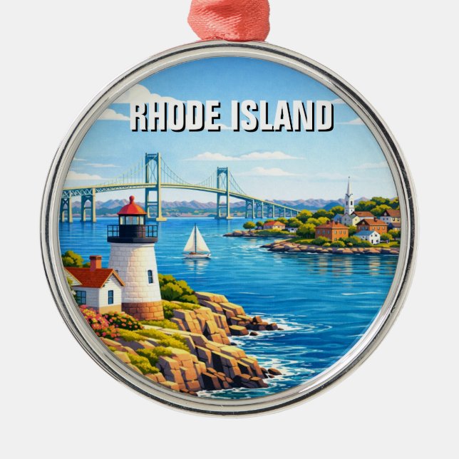Ornamento De Metal Rhode Island Travel (Frente)