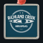 Ornamento De Metal Richland Creek Arkansas Kayaking<br><div class="desc">A porção selvagem e cênica de Richland Creek no Arkansas tem 16, 5 milhas de comprimento e está localizada nos condados de Newton e Searcy</div>